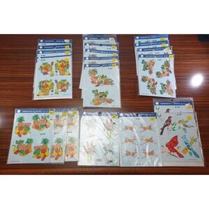 Lot of 20 pc 70s 80s 90s Decoral Handpainted Decals: Deer Birds Vegetables Fruit